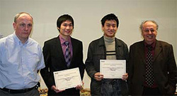 From left: Eric Jones of Nokia, Ke Sun, Liang Zhang and Prof Costas Xydeas