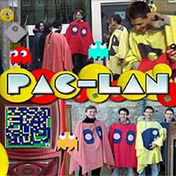Players taking part in a test run of Pac-Lan
