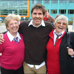Presenter Tony Livesey with two of his 'pupils' (picture from BBC Radio Lancashire)