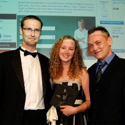 EduNation Ltd receiving the Best E-Business award. Photo from www.bigchipawards.com