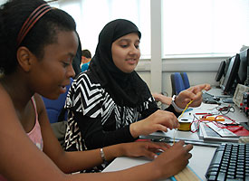 Students from Parswood High School at last years event, working on electronic systems in a workshop run by Engineering