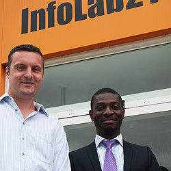 Ben Yates with InfoLab21 Project Associate Sanmi Gbadegesin