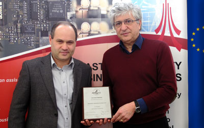 Dr Plamen Angelov and Prof. Garik Markarian with the award for International Collaboration