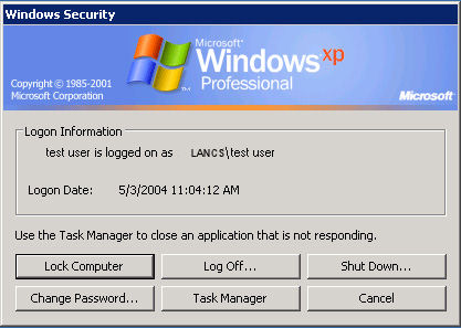 Windows XP Security dialog