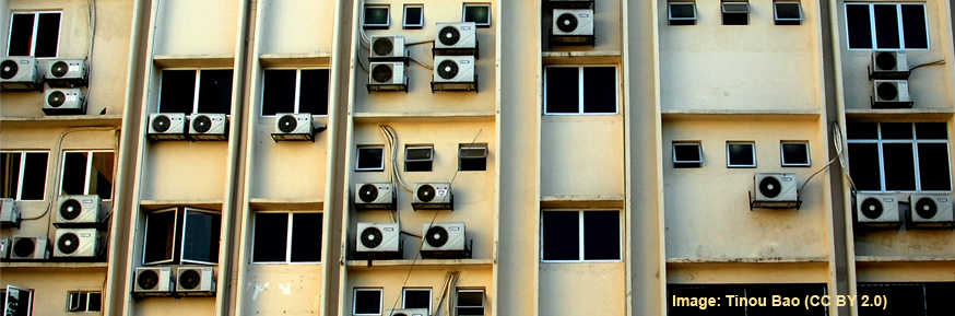 Aircon on the side of a building in Kuala Lumpur