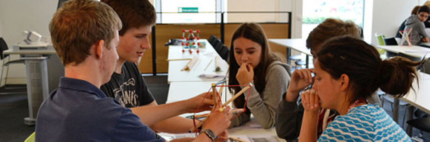 The students created tensegrity structures as part of the Headstart mathematics residential at Lancaster University
