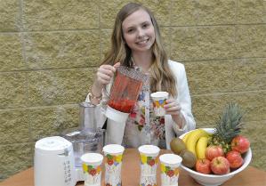 Kasia Kowalska gets to grips with the smoothie branding challenge, one of Lancaster University Management School’s collection of interactive business games. 