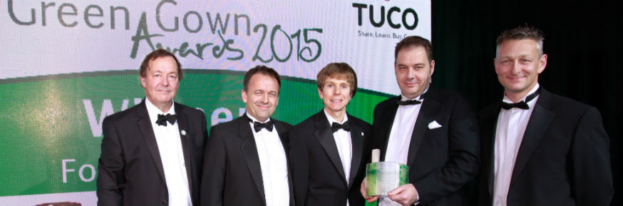 L-R: Dr Andrew Garrad (Chairman of Bristol European Green Capital), Jonathan Mills (Lancaster University), Darren Axe (LUSU), Julian Ankers (Lancaster University), David Nuttall (TUCO).