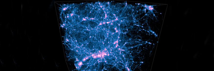 Simulations of the cosmic web showing the filaments connecting structures.
Credit: Illustris Simulation
