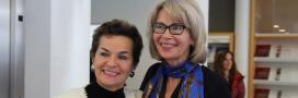 Gail Whiteman and Christiana Figueres at Arctic Basecamp Davos Jan 2017