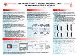 Poster thumbnail for 'The Differential Effect of Interview-Interviewee Culture on Nonverbal Correlates of Deception'