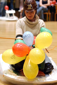 Each team built and raced a hovercraft