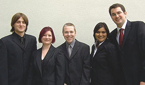 (Pictured from left to right) are: Mr Will Mallott, Miss Jo Heaton, Mr Jason Wargent, Miss Krishna Morker, Dr Julian Theobald