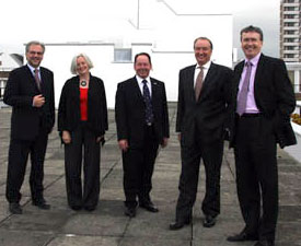 L-R: Trevor McMillan,pro VC for Research, Mary Smyth, Dean of Science and Technology, Michael Franklin , Director Lloyd's Register Educational Trust, Alistair Thomas , Nuclear Business Manager, Lloyd's Register , Paul Wellings, VC, Lancaster University