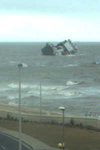 The stricken ferry Riverdance off Cleveleys