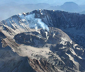 Mount St Helens crater with a growing lava dome