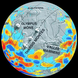 New research at Lancaster University will investigate the interaction between the interplanetary environment and the Martian atmosphere above regions where strong crustal magnetic fields have been observed (Image: NOAA/NASA)
