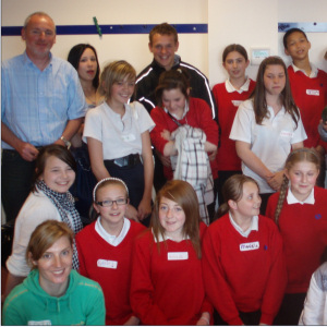 Rebecca Sims (left) with students from Sydney Smith School