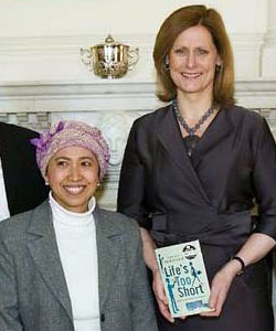 Esti Mardiani-Euers with Sarah Brown at 10 Downing Street