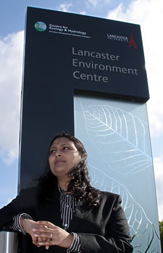 Sonu Bubna outside the Lancaster Environment Centre, where the business was incubated