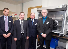 L - R Professor Malcolm Joyce, Head of Engineering, Michael Franklin, Director of The LRET, The LRET Trustee Mr Peter Chrismas and Professor Colin Boxhall, The LRET Chair in Nuclear Engineering and Decommissioning