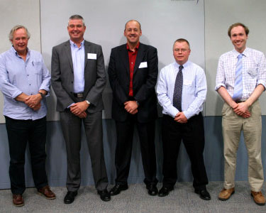 L-R: Peter Melchett, Miles Foulger, Phil Haygarth, Patrick Thompson, Joe Holden