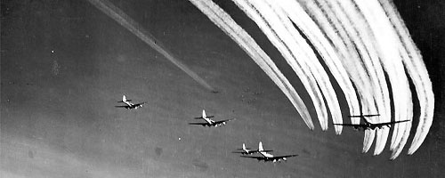 US B-17 bombers with contrails during World War 2