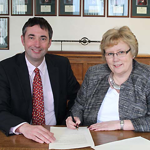 Professor Kevin Jones the Director of Lancaster Environment Centre and Ann Turner, Myerscough College Principal