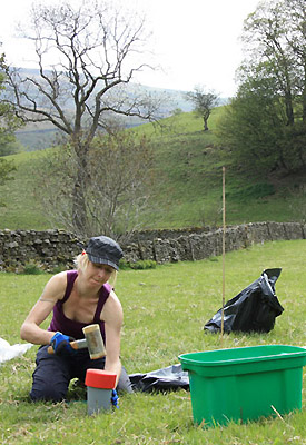 Lancaster Enviroment Centre's Dr Franciska de Vries collects soil samples