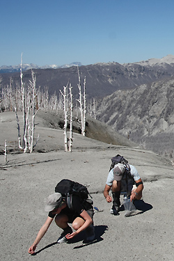 Collecting samples of obsidian for analysis in the lab