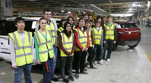 Engineering students at Land Rover's Halewood factory