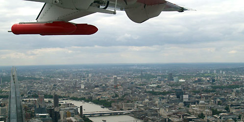 A Dornier-228 small aircraft measuring the emission rates of a range of air pollutants over London