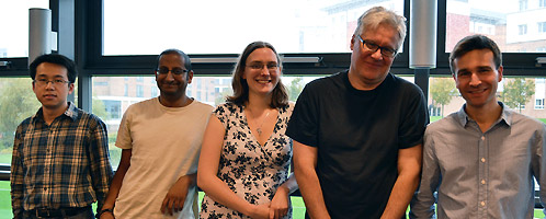 (Left to right) Dr Wentao Li, Dr Matthew Nunes, Dr Rebecca Killick, Professor Gabor Elek, Dr Robin Hillier