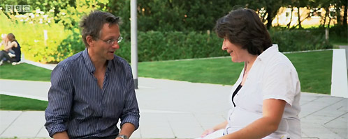Professor Barbara Maher with presenter Michael Mosley