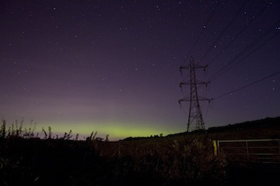 The northern lights photographed near the Lancaster University campus on 8 October 2012 (Copyright: Dr. Steve Marple)