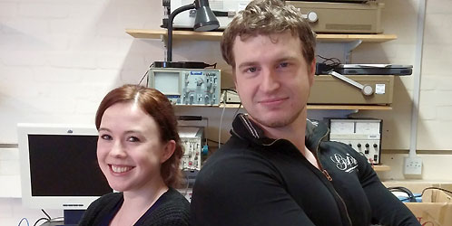 Physics PhD students Dmytro Iatsenko and Gemma Lancaster