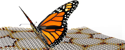 Artistic impression of the Hofstadter butterfly effect in graphene/boron nitride heterostructures exposed to a magnetic field; courtesy of Columbia University
