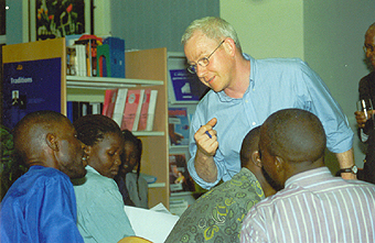 Graham Mort with Crossing Borders participants, Kampala