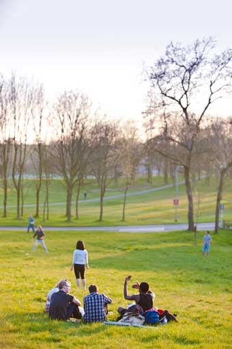 students on campus