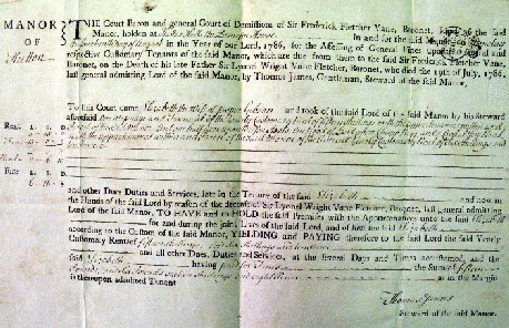 Picture of admittance at a general fine, Hutton in the Forest, 1786