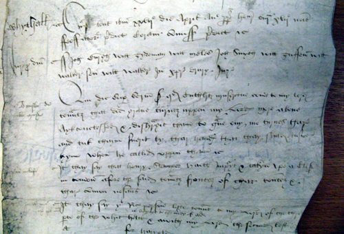 Picture of court roll of manor court of Whitehall, 27 April 1525