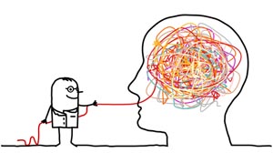 Cartoon of man holding string