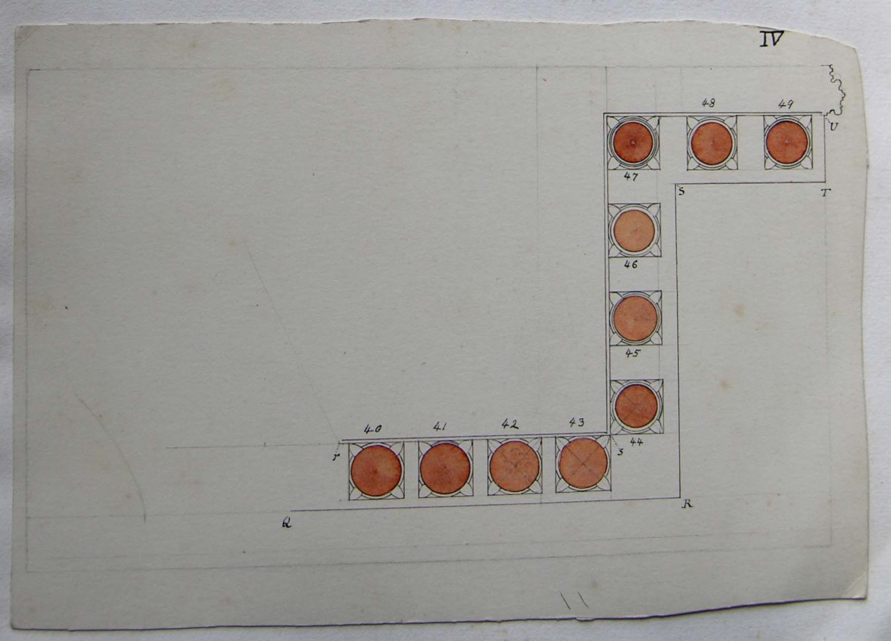 Plan of the north half of the fourth porch
