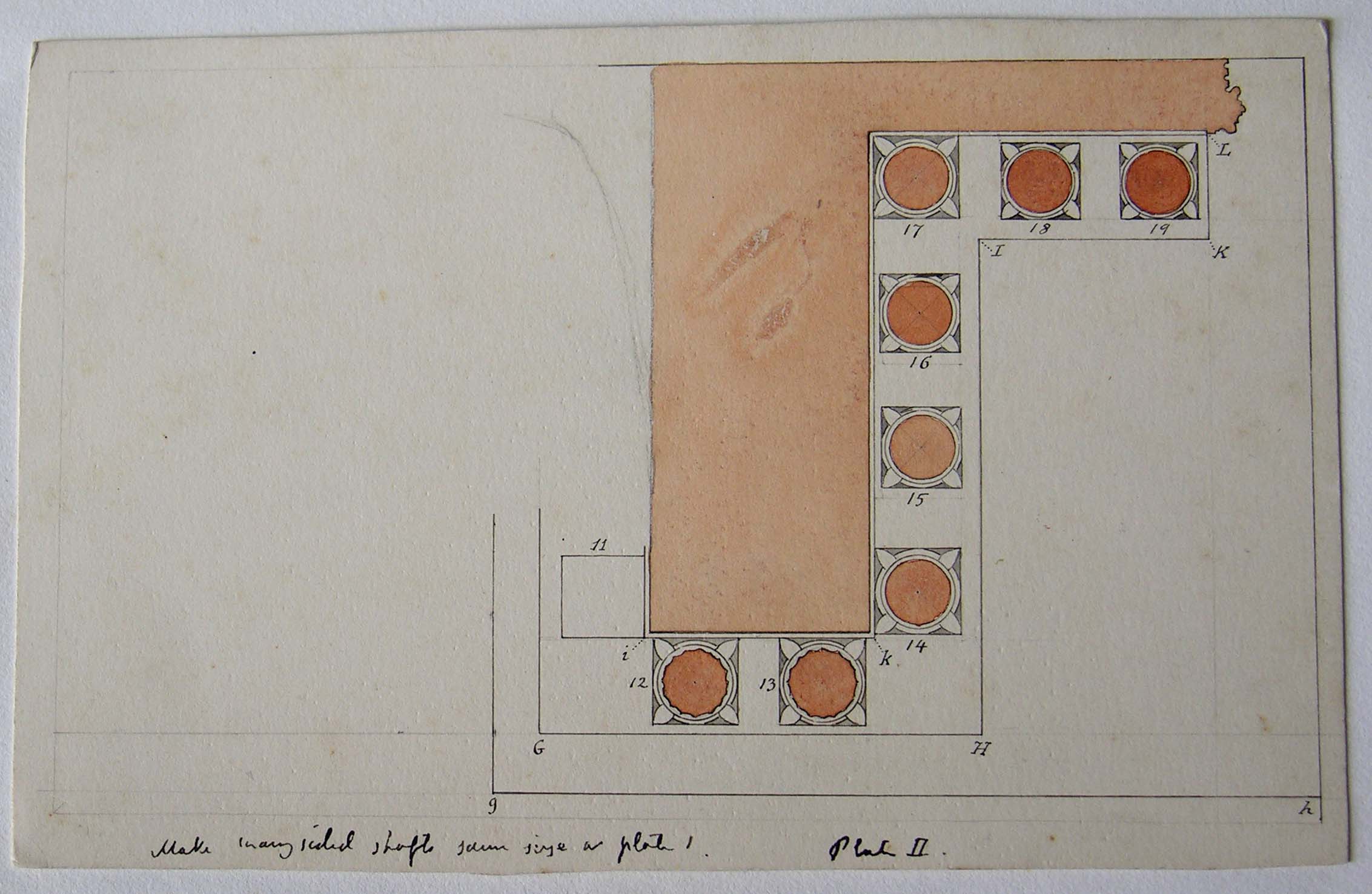 Plan of first storey of the northern half of the second porch.