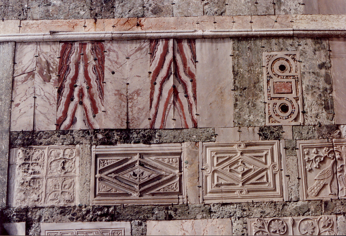St. Marks Marble cladding on brick, including natural and religious imagery