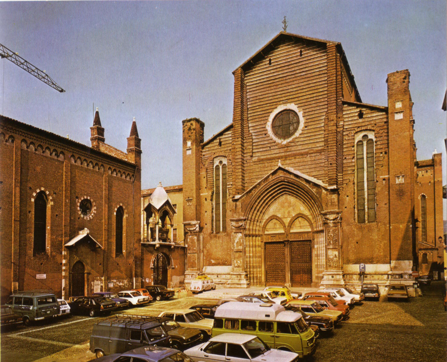 Verona, Santa Anastasia, with Castelbarco Tomb over gate For details of photograph see here