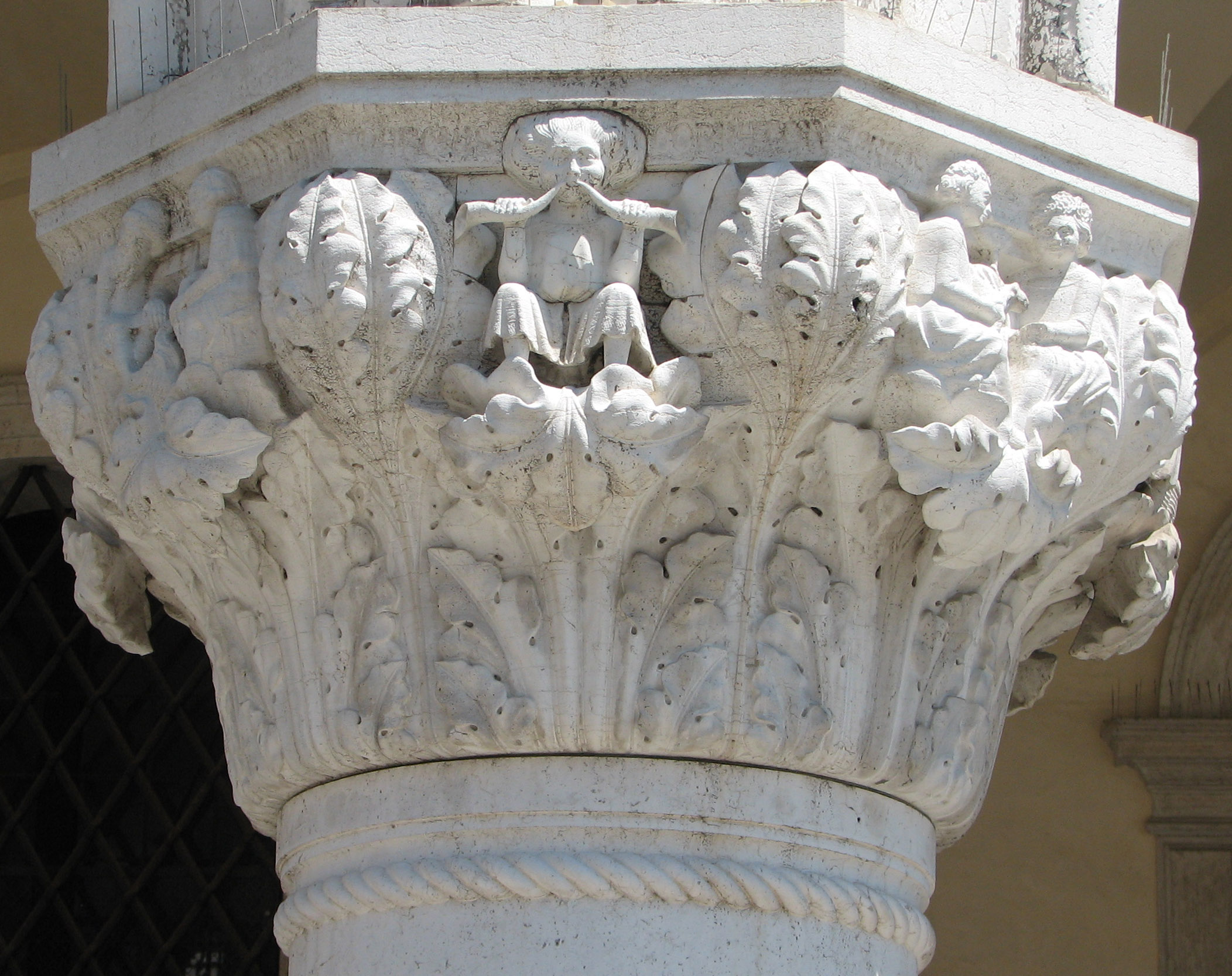 Detail of 1880s copy of 25th capital in its current state January and February, side 8, left; March, side 1, centre; April and May, side 2, right