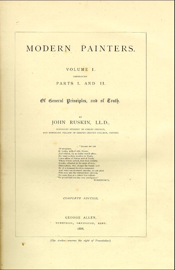 'Modern Painters' Volume I (1888 edition): Front Matter: Title Pages: Page iii