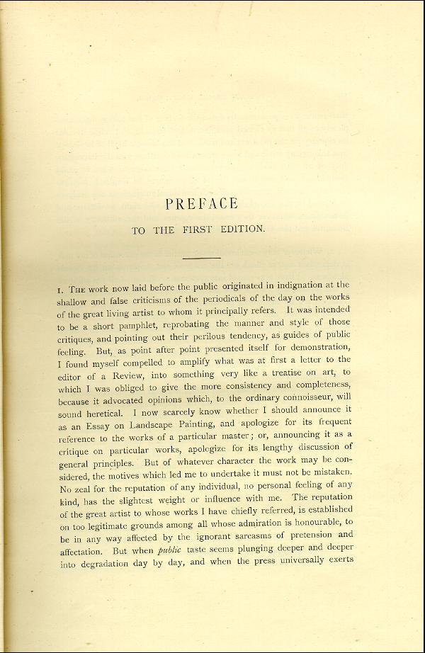 'Modern Painters' Volume I (1888 edition): Front Matter: First Preface: Page vii