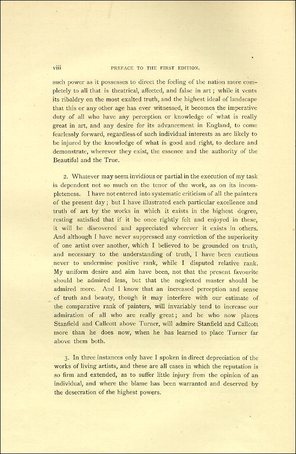 'Modern Painters' Volume I (1888 edition): Front Matter: First Preface: Page viii